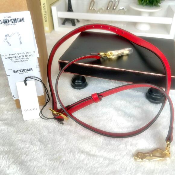 Gucci red leather crossbody adjustable shoulder bag strap BRAND NEW - Picture 1 of 4